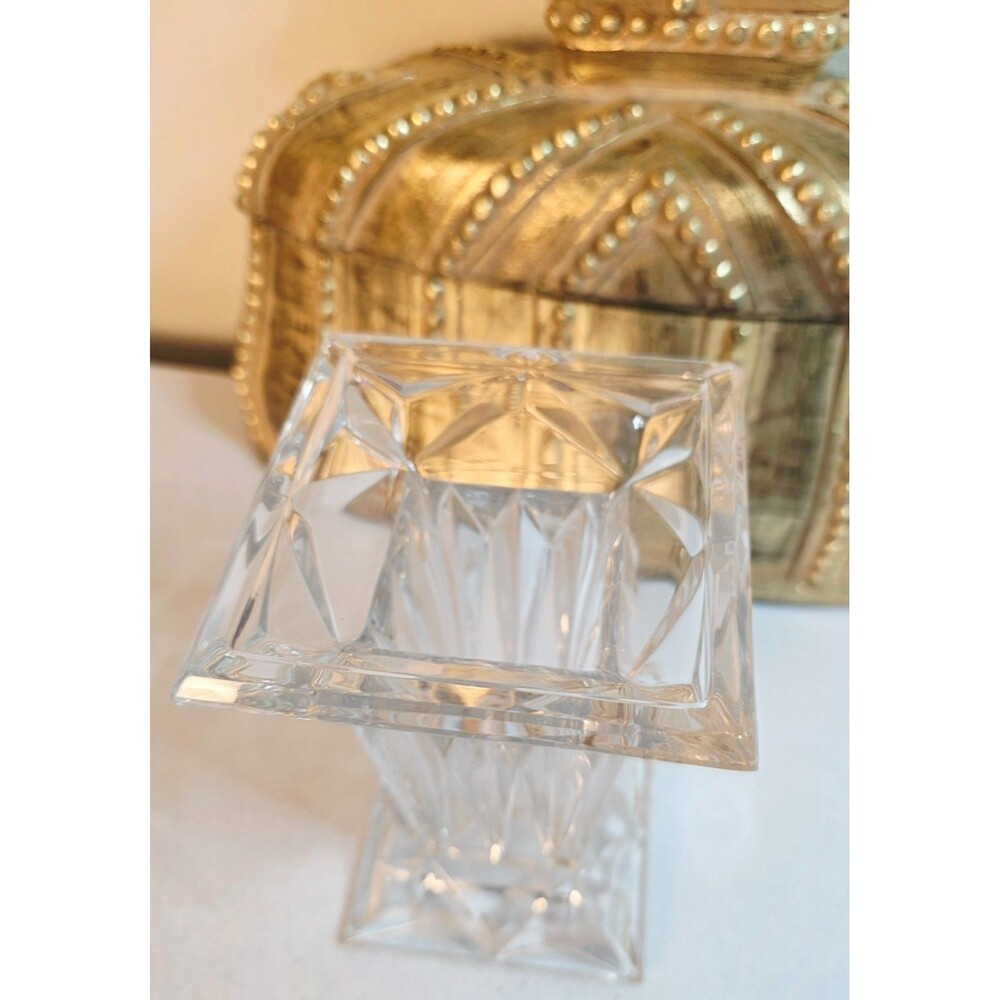 VTG PartyLite Quad Prism 24% Clear Lead Crystal Pedestal Candle Holder & Vase - Picture 8 of 8